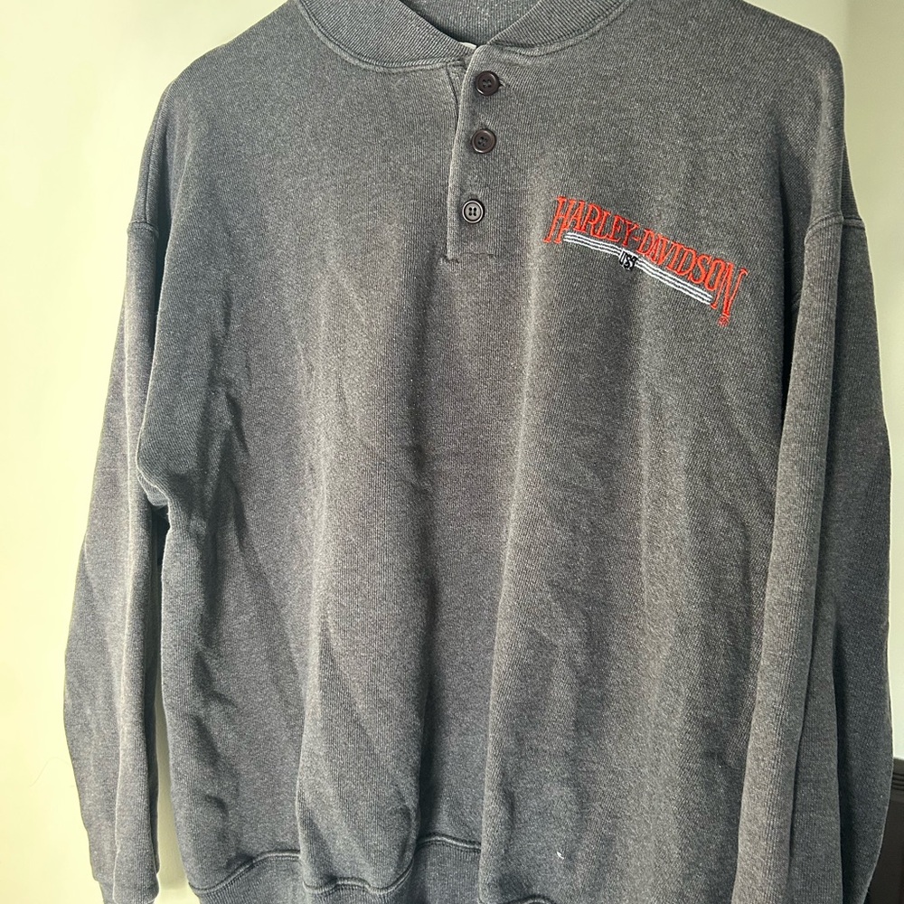 Vintage harley davidson 3 button crewneck with back logo design